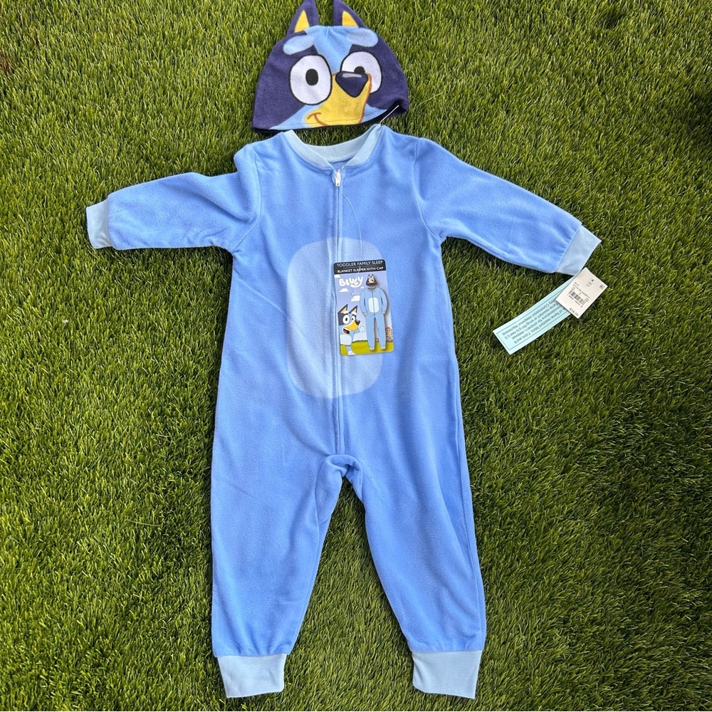 Lucy Blue Kids One Piece Footie with Hat